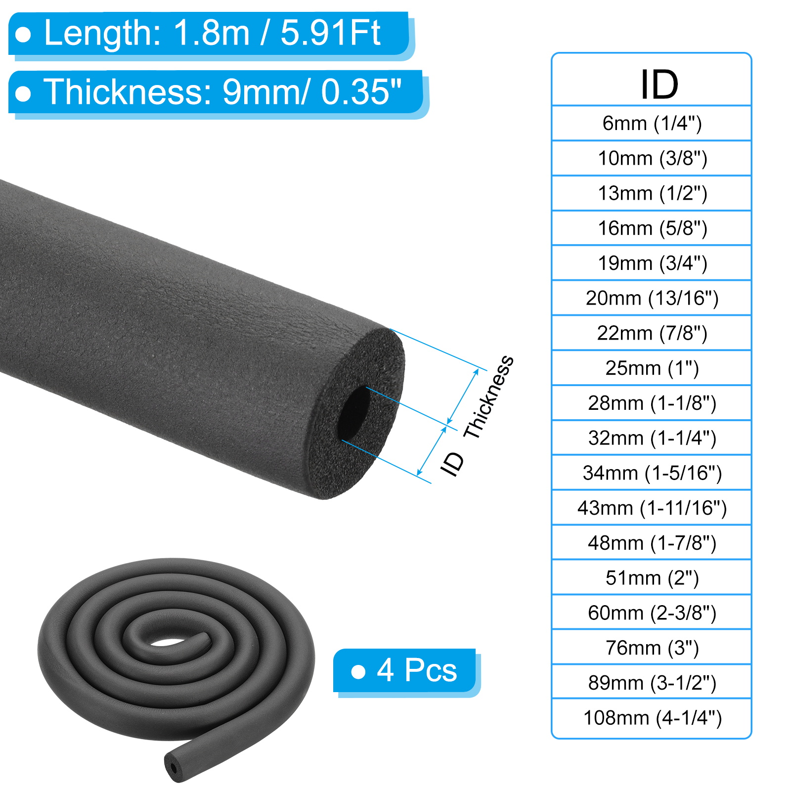 Uxcell 4 Adet 1.8 Metre Boru İ - Pipe Insulation Foam incelemesi ve fiyatı